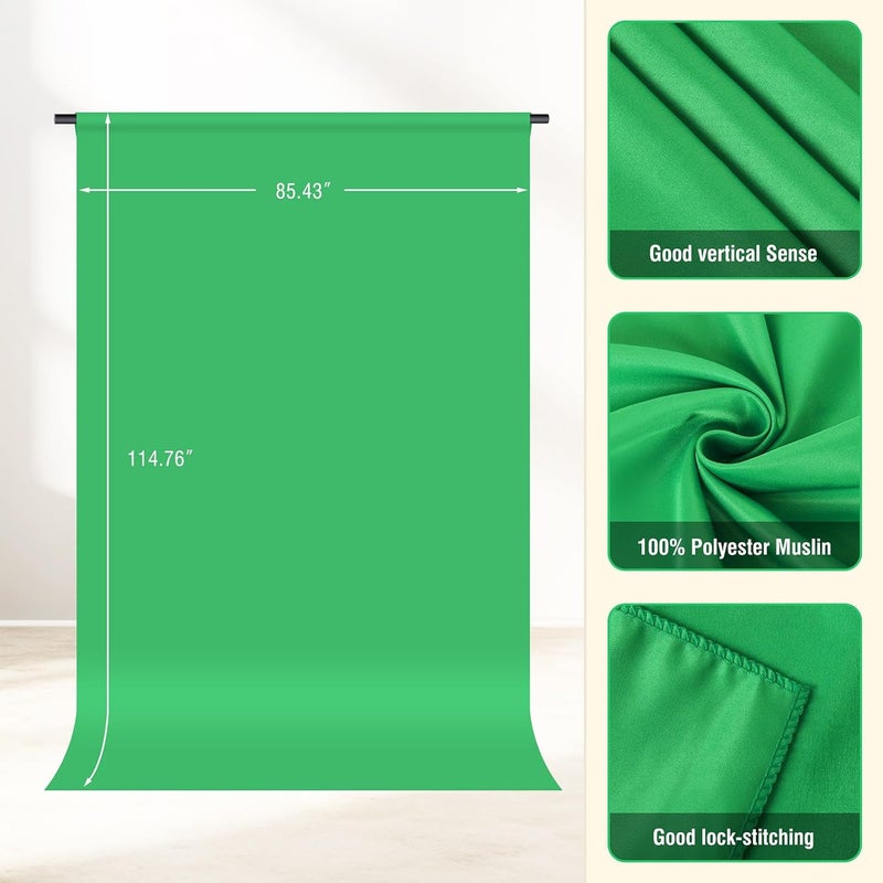 Forlogic Green Screen Backdrop Kit with Stand, 8x5.3ft Portable GreenScreen Background Stand for Streaming Video and Photography Shoots - Image 2